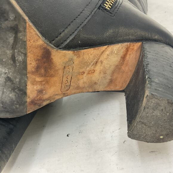 Coach Womens Black Knee High Pull On Side Zip Leather Riding Biker Boots Size 8B - Picture 5 of 7